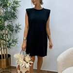 Vestido Hombreras Mini Negro