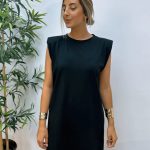 Vestido Hombreras Mini Negro