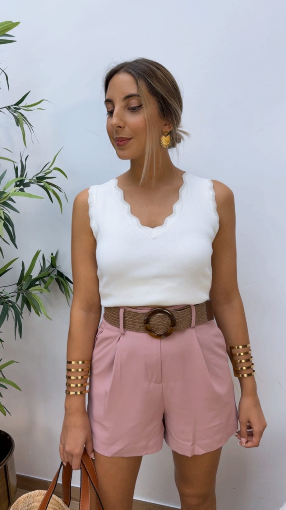 Short Cinturón Rosa Empolvado