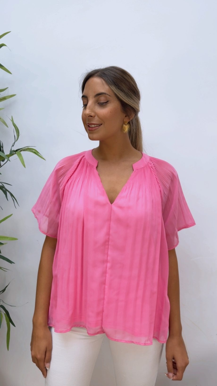 Blusa V. Plisada Rosa