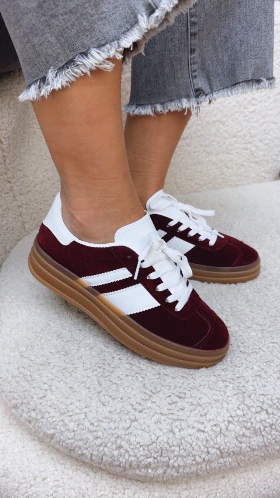Zapatillas Samba Triple Suela Burdeos