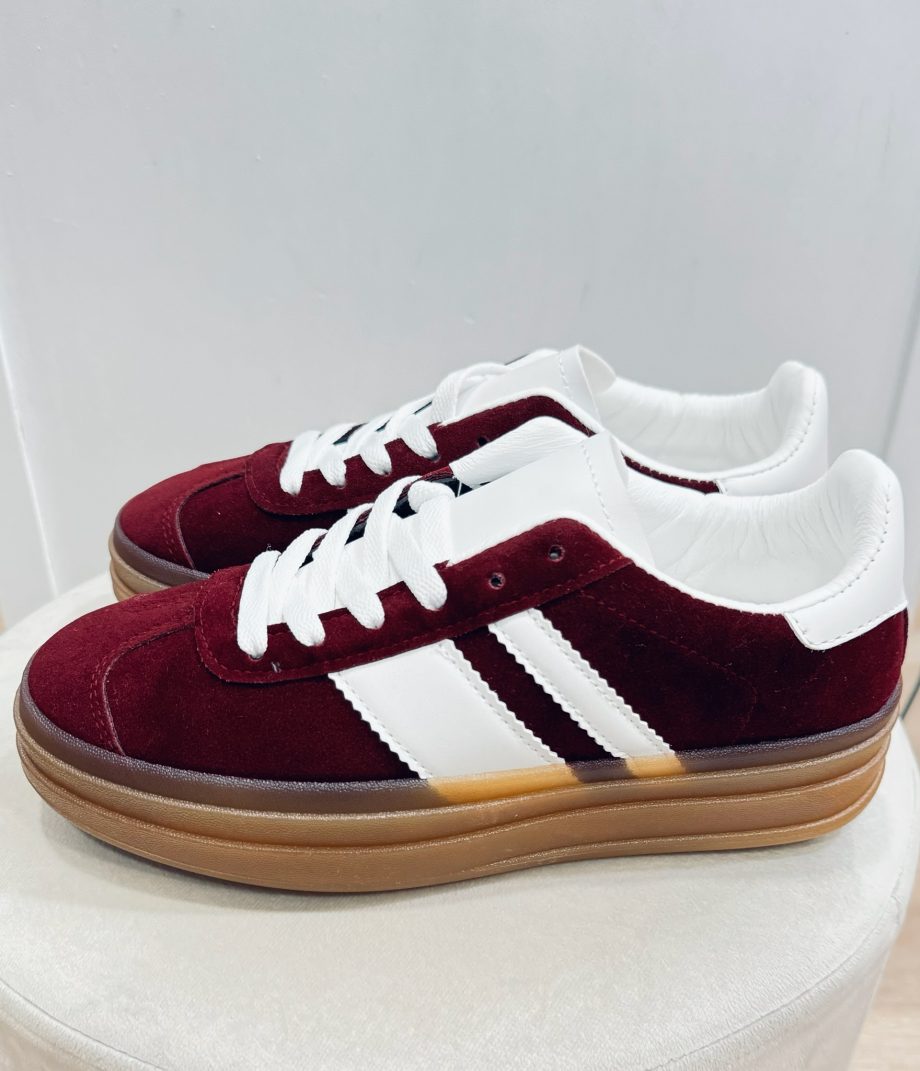 Zapatillas Samba Triple Suela Burdeos