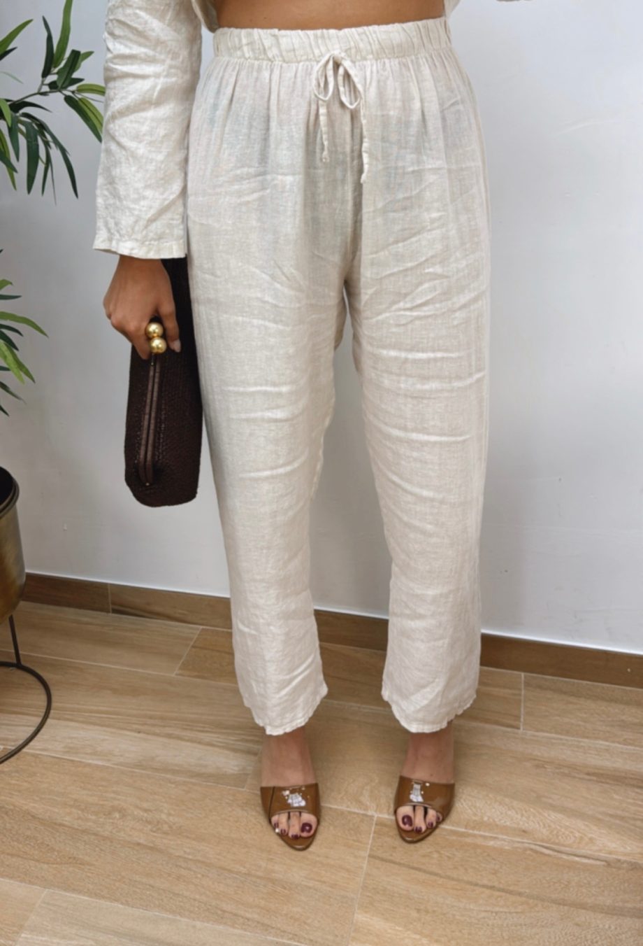 Pantalón Lino Beige