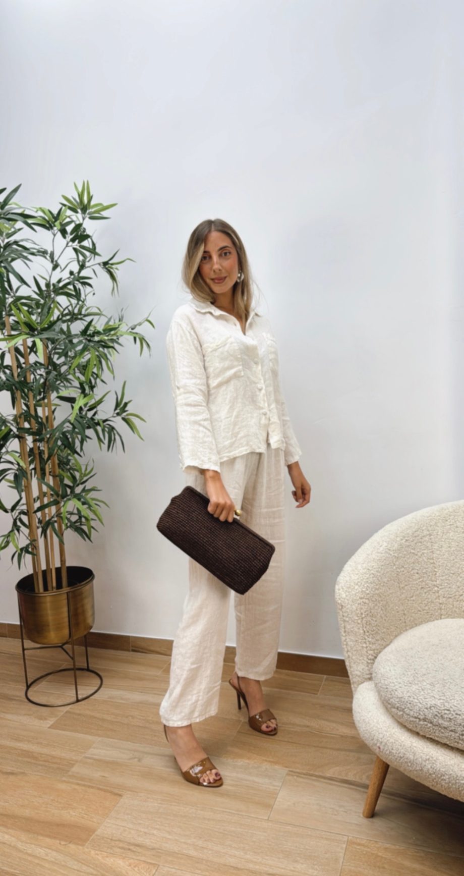Pantalón Lino Beige