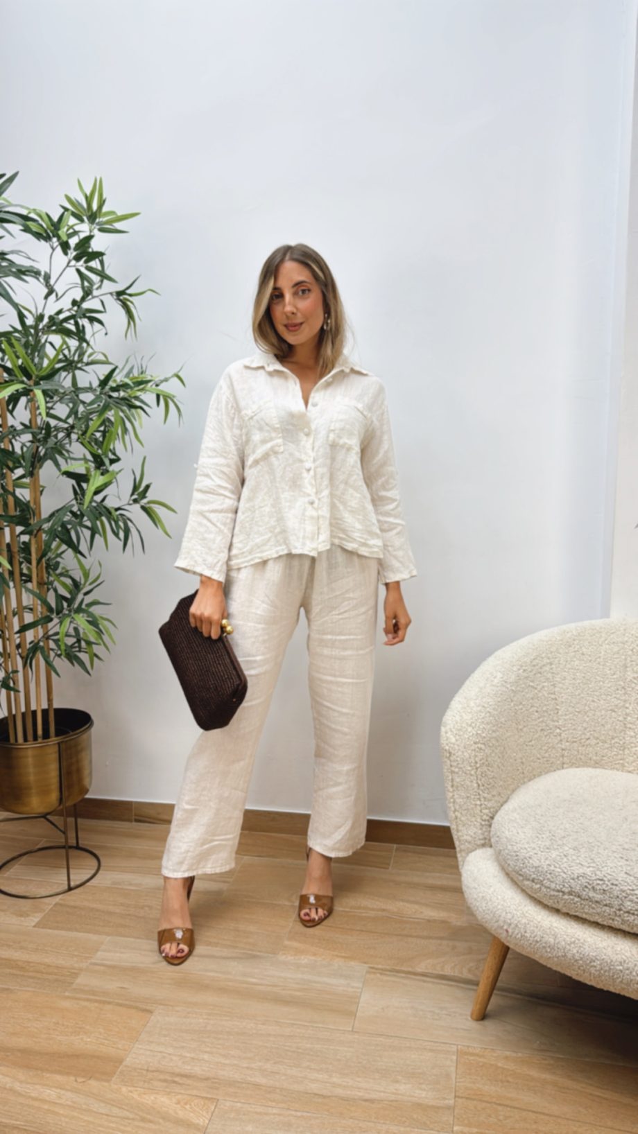 Pantalón Lino Beige