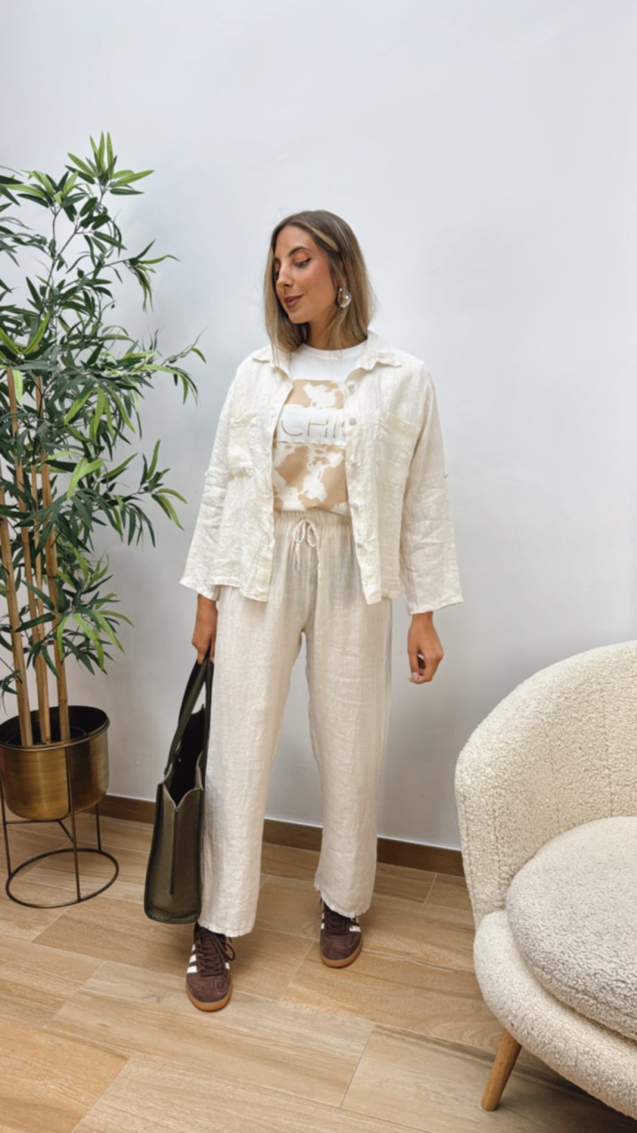 Pantalón Lino Beige
