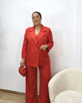 Traje Chaqueta Cruzado Rojo