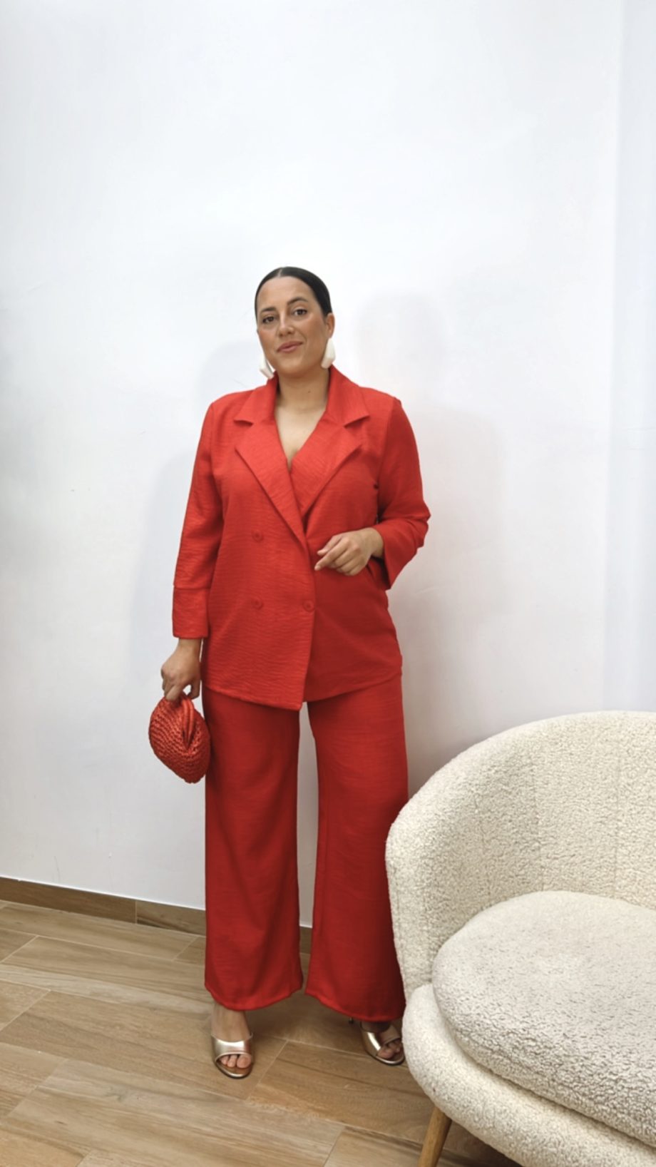 Traje Chaqueta Cruzado Rojo