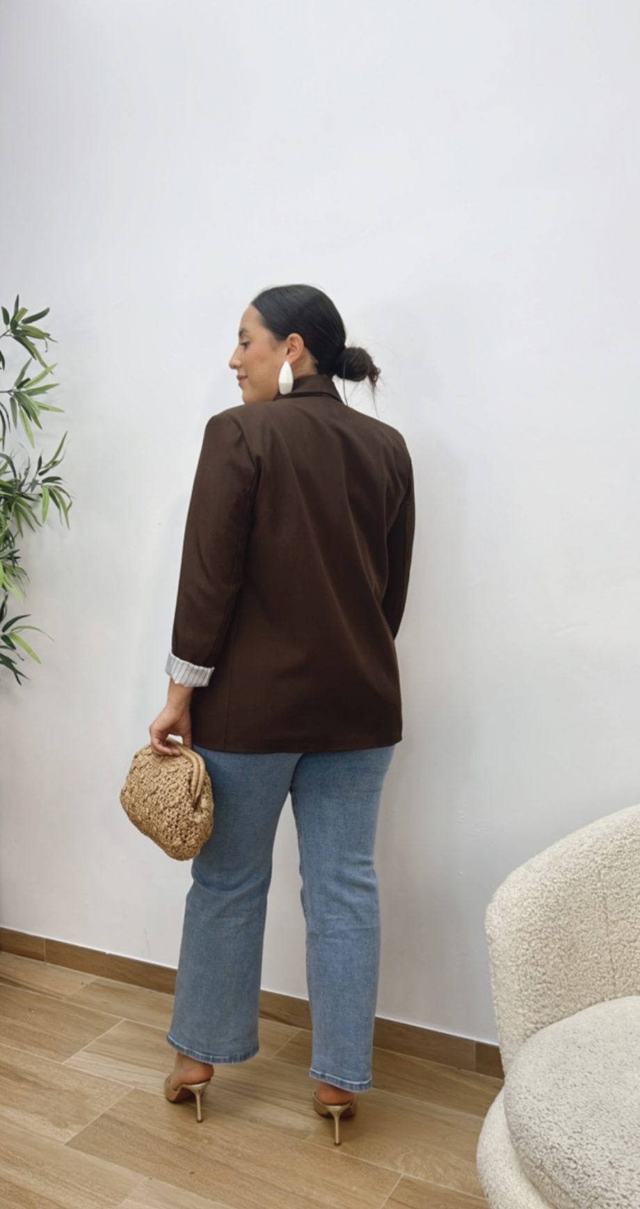 Blazer Vuelta Rayas Marrón Chocolate