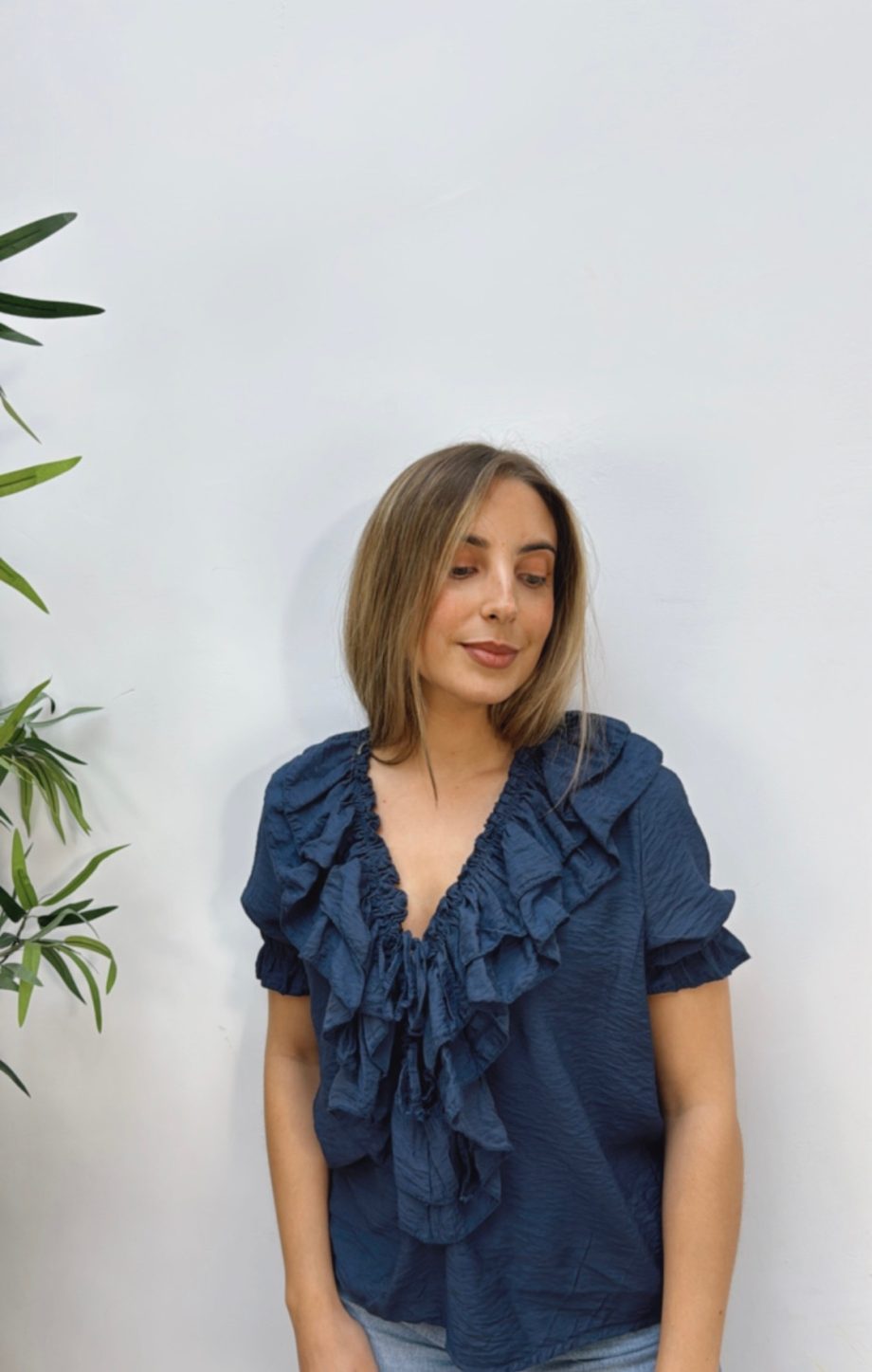 Blusa Doble Volante Marino