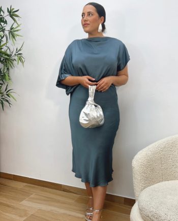 Blusa Satinada Tipo Capa Azul