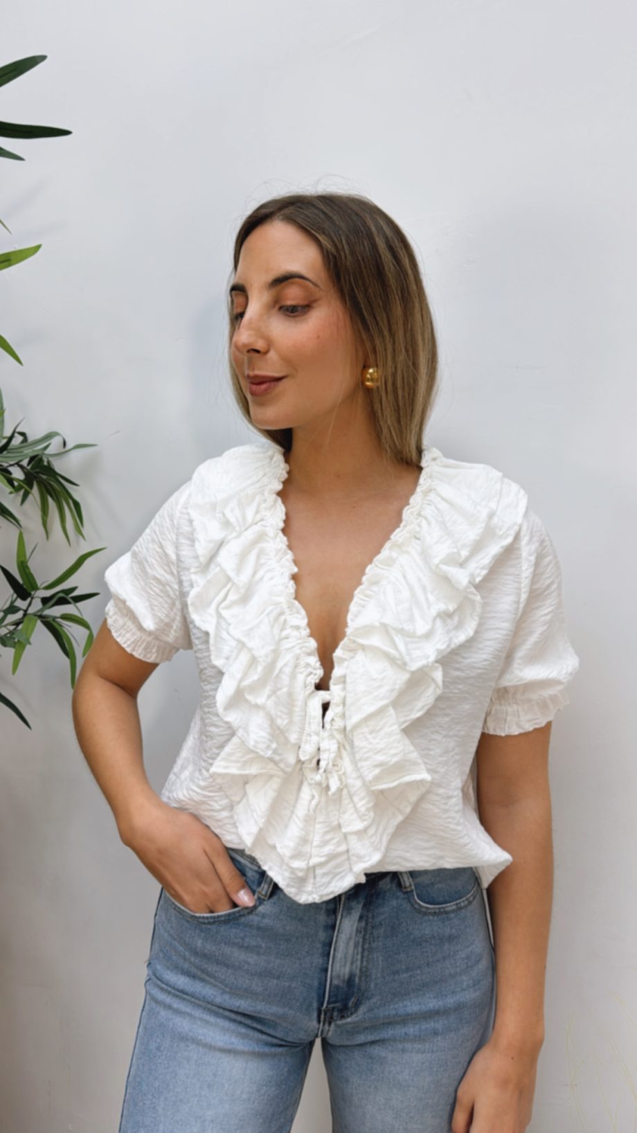 Blusa Doble Volante Blanca