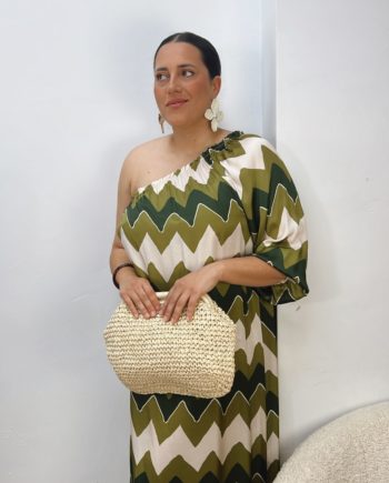 Vestido Asimétrico Geométrico Verde