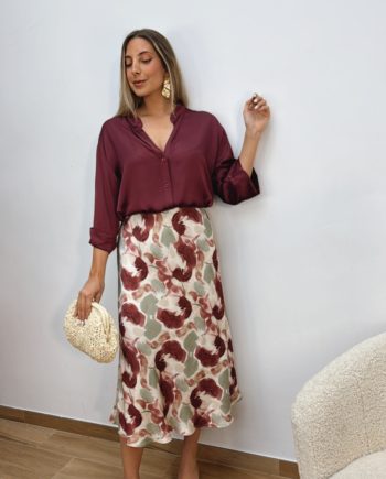 Blusa Satinada Burdeos