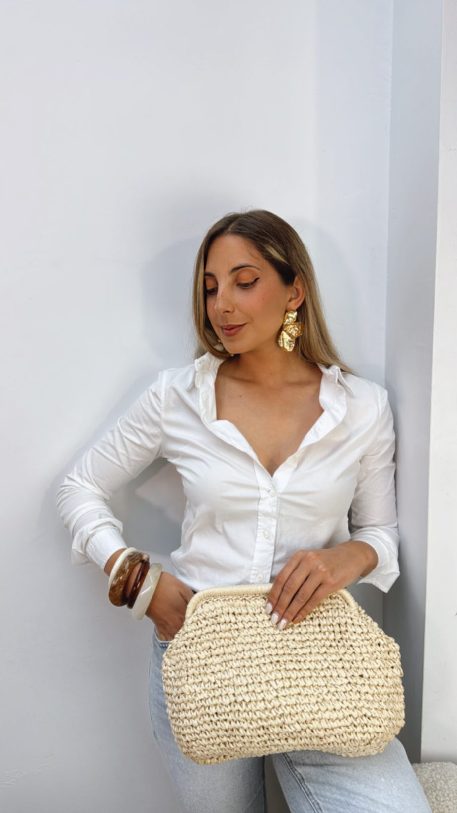 Bolso Rafia Natural Mediano