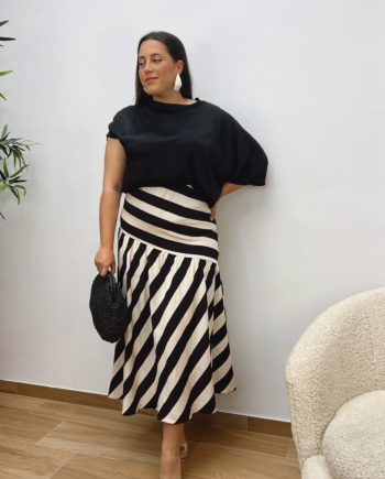 Falda Rayas Crudo & Negro