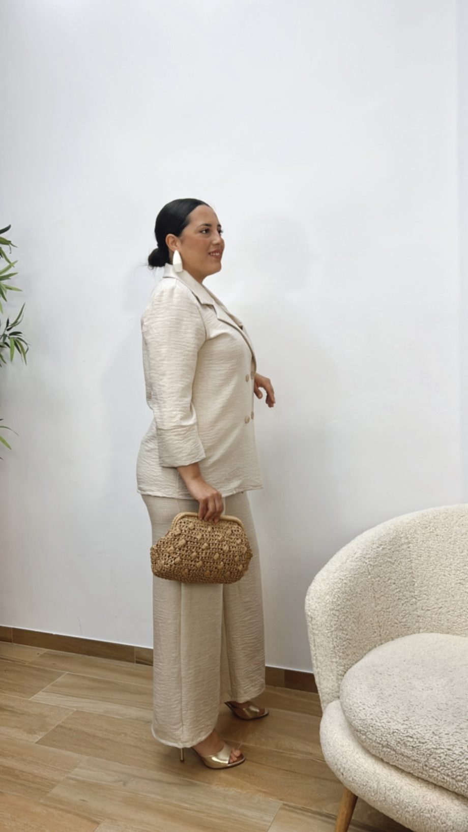 Traje Chaqueta Cruzado Beige
