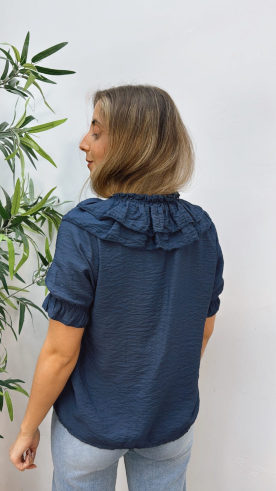 Blusa Doble Volante Marino
