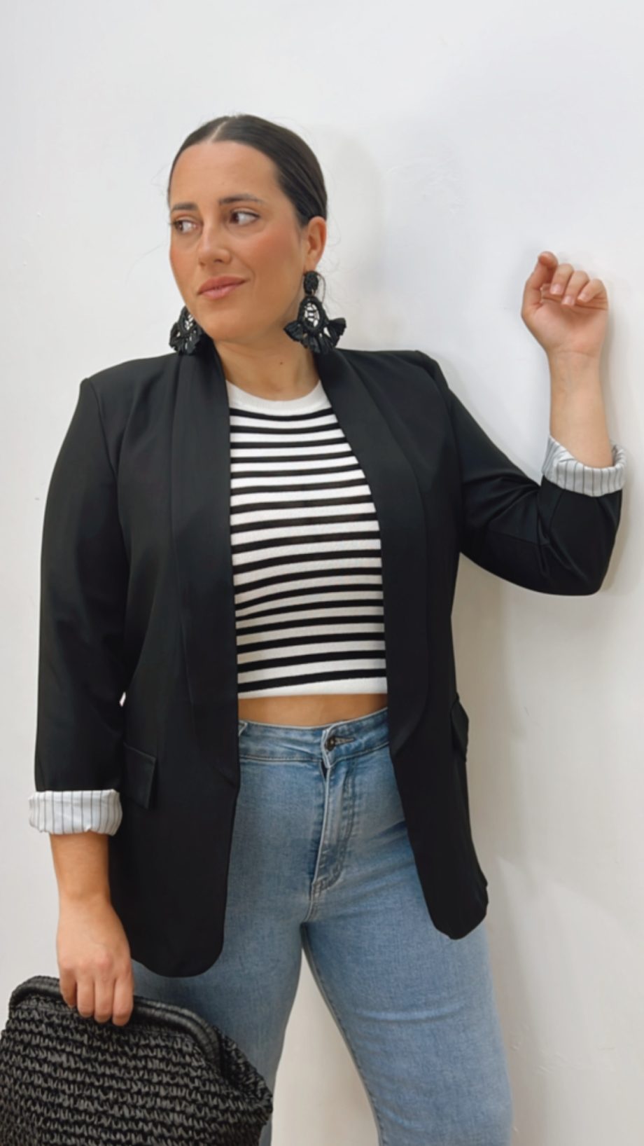Blazer Vuelta Rayas Negra