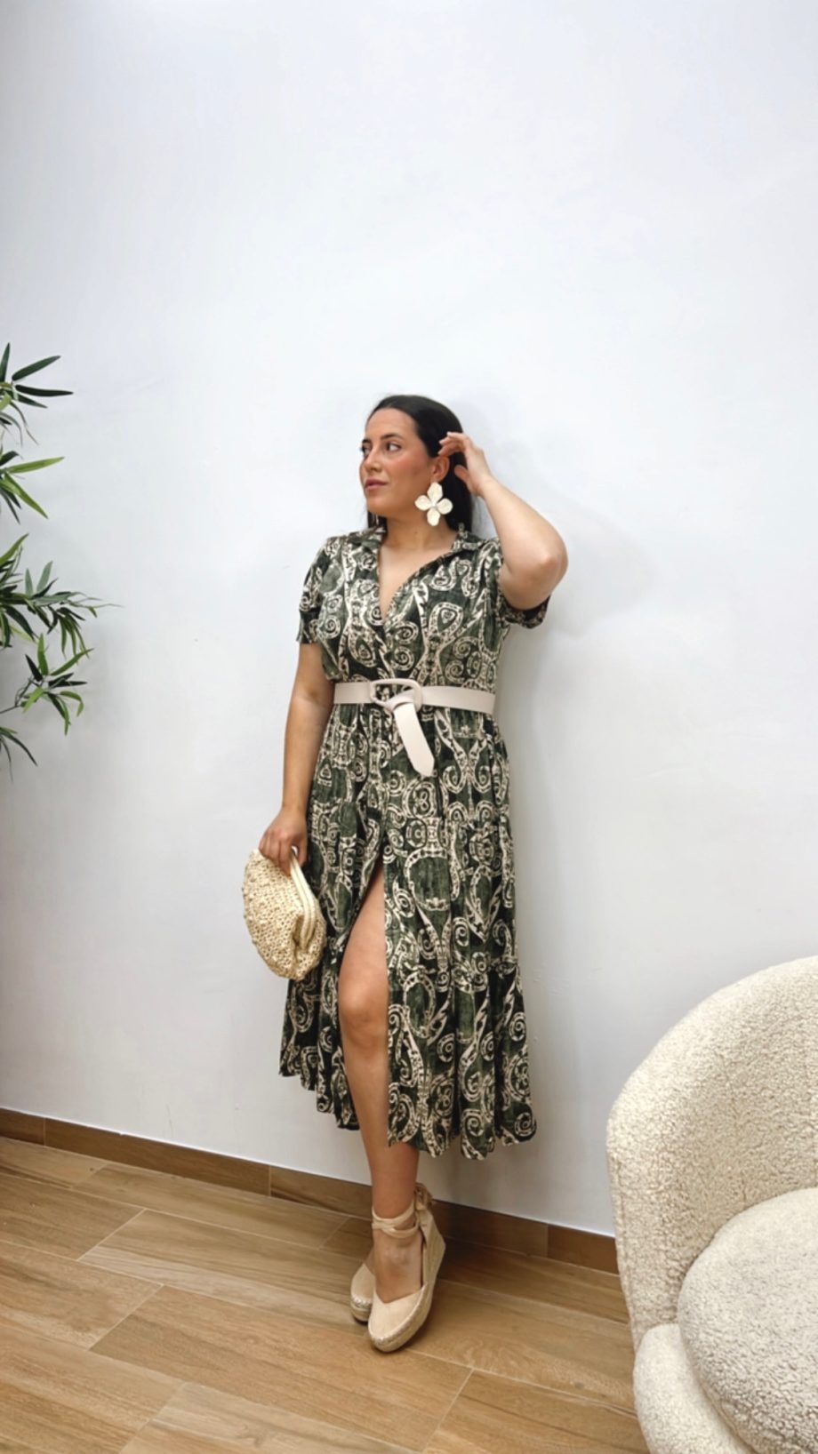 Vestido Paneles Caqui & Beige