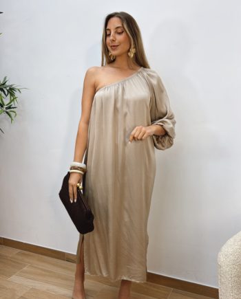 Vestido Asimétrico Beige