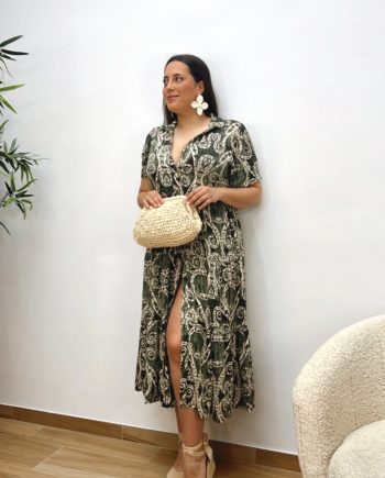 Vestido Paneles Caqui & Beige