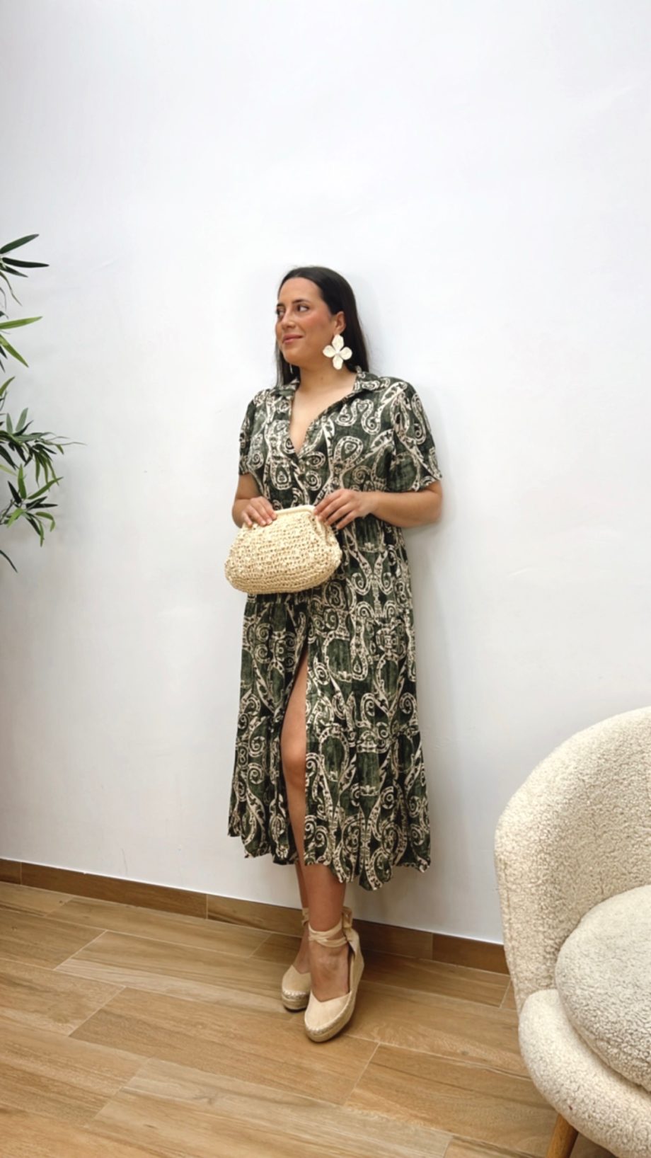 Vestido Paneles Caqui & Beige