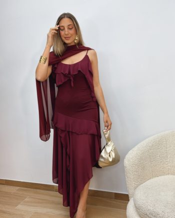 Vestido Burdeos Pico