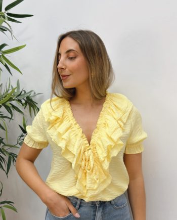Blusa Doble Volante Amarilla