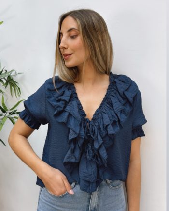 Blusa Doble Volante Marino