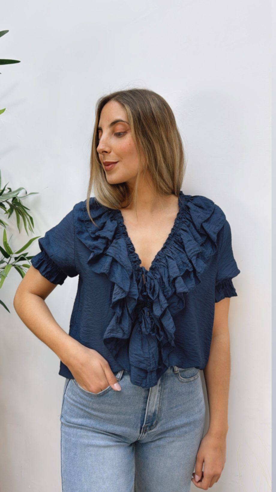 Blusa Doble Volante Marino