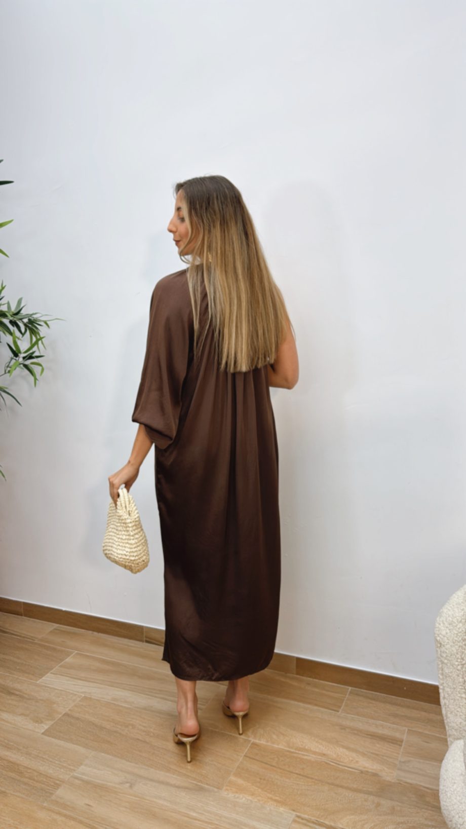 Vestido Asimétrico Marrón Chocolate