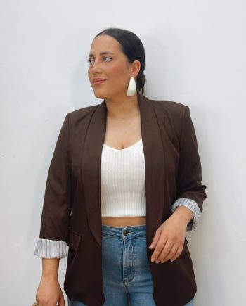 Blazer Vuelta Rayas Marrón Chocolate