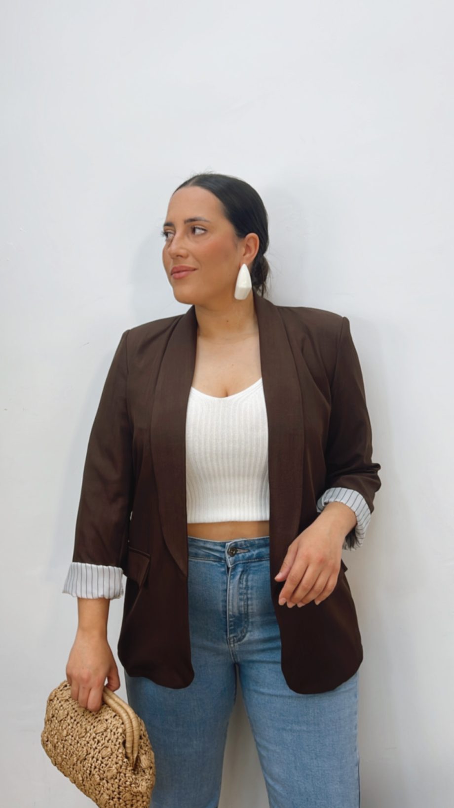 Blazer Vuelta Rayas Marrón Chocolate