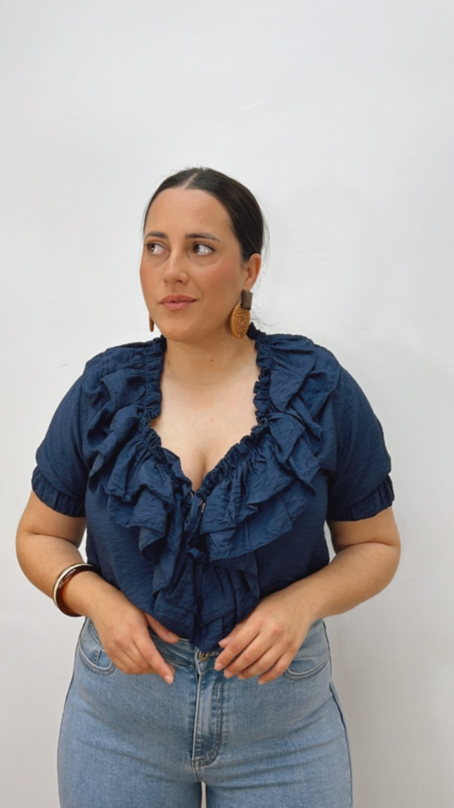Blusa Doble Volante Marino