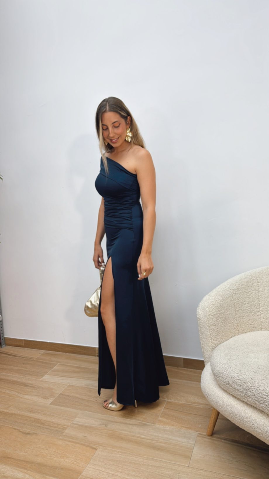Vestido Asimétrico Azul Noche