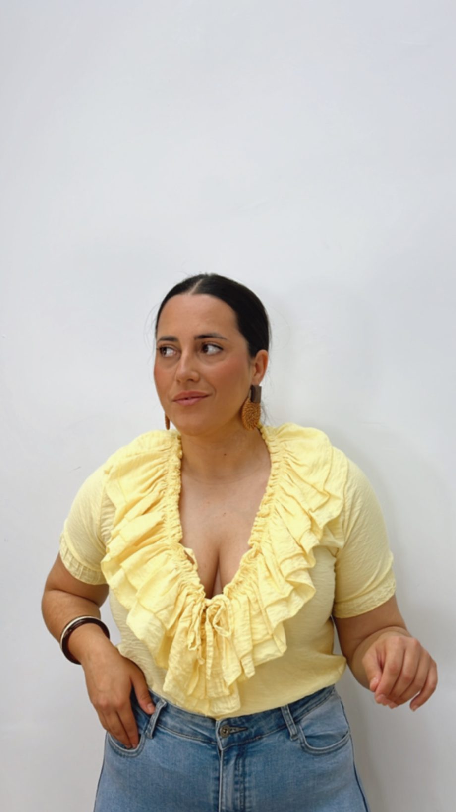 Blusa Doble Volante Amarilla