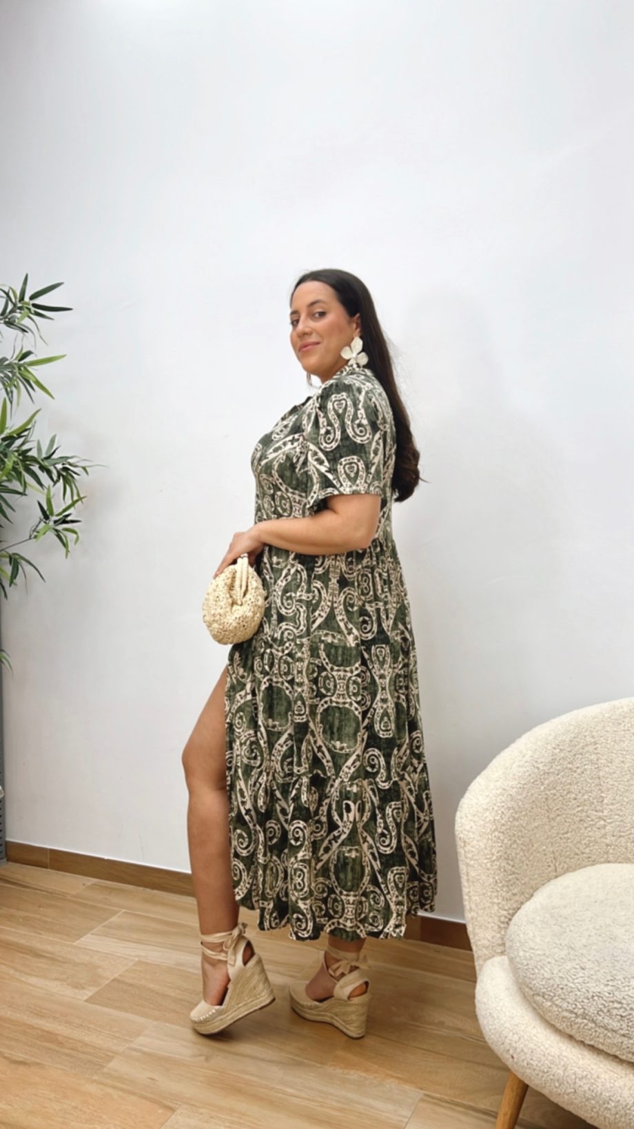 Vestido Paneles Caqui & Beige