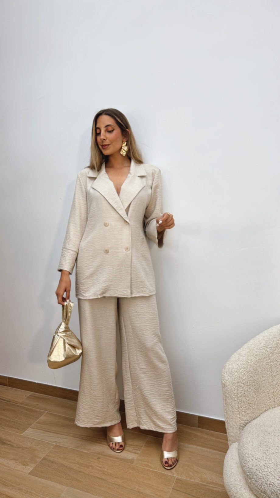 Traje Chaqueta Cruzado Beige