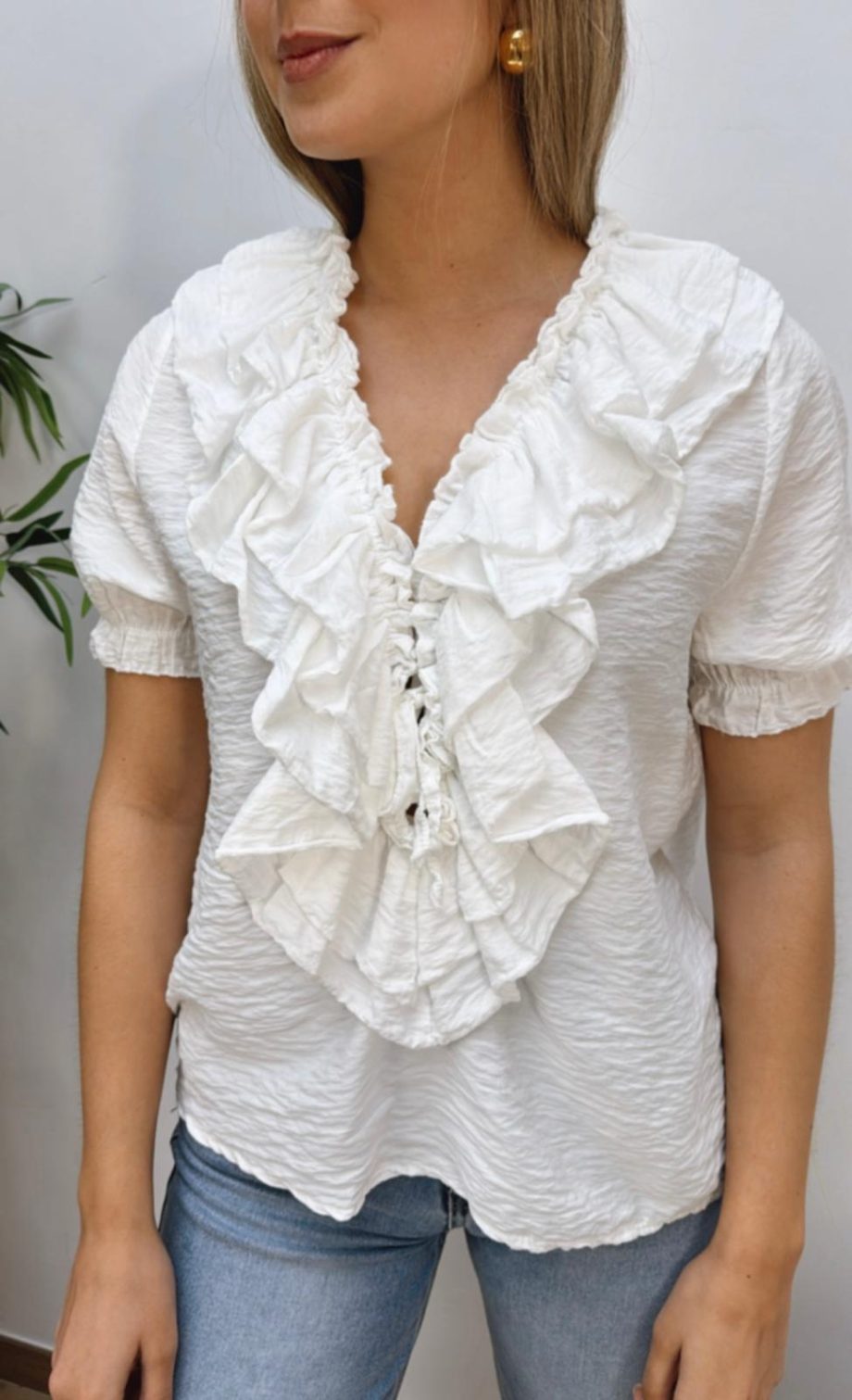 Blusa Doble Volante Blanca