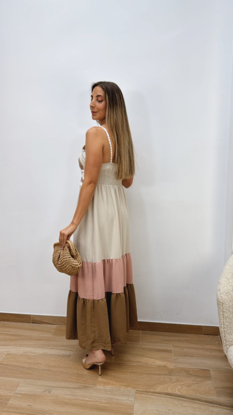 Vestido Crochet Camel
