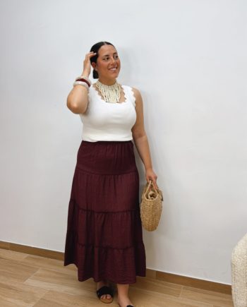 Falda Larga Paneles Burdeos
