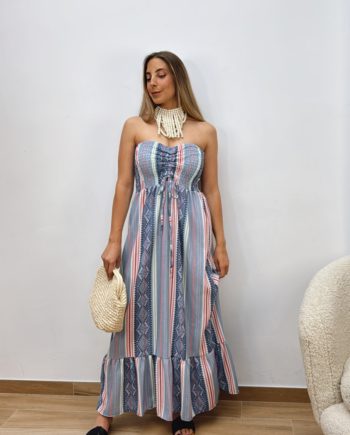 Vestido Palabra De Honor Azul