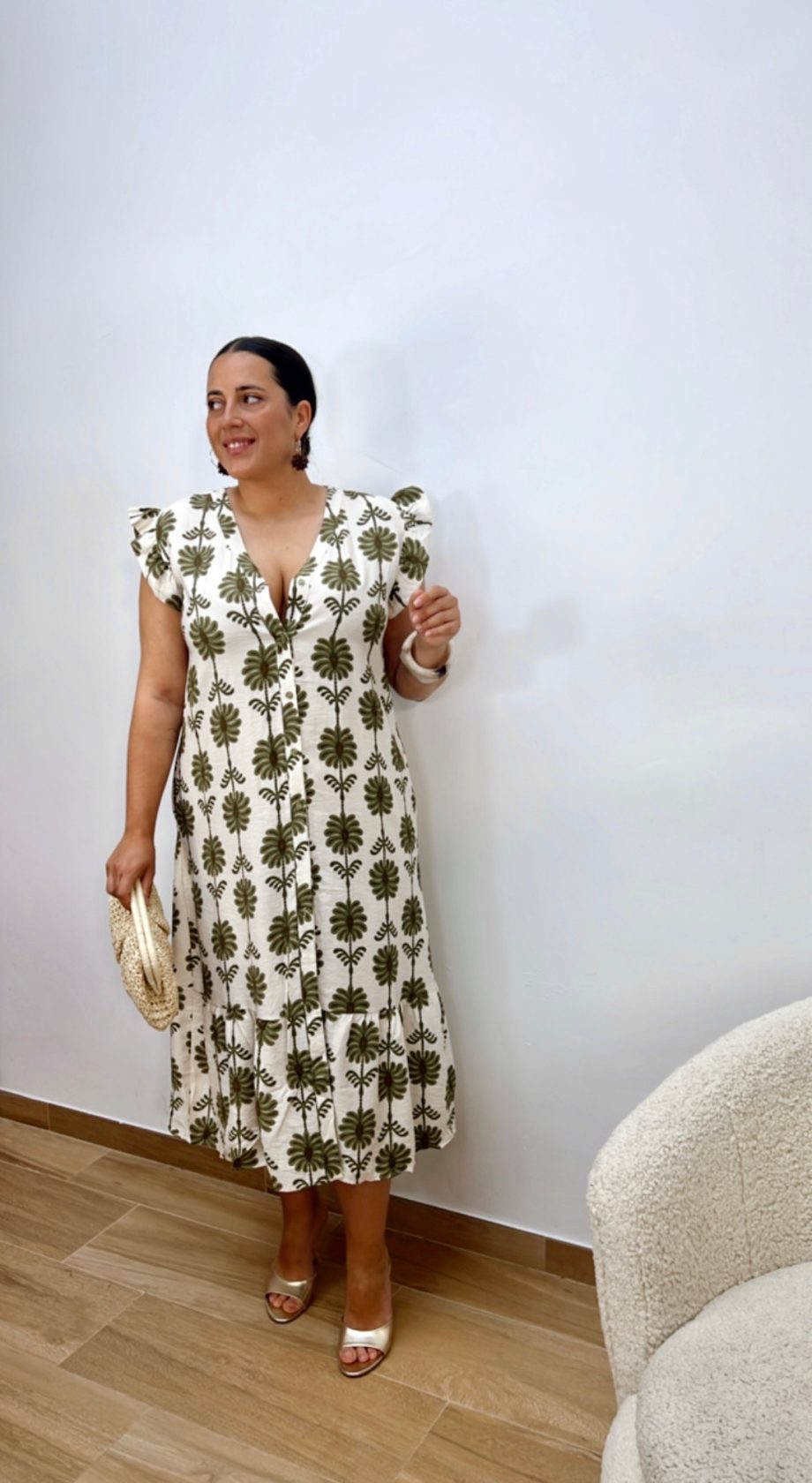 Vestido Estampado Caqui