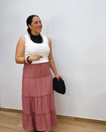 Falda Larga Paneles Rosa