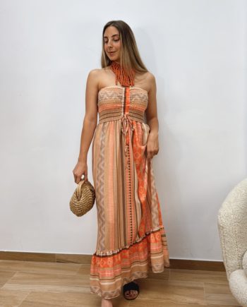 Vestido Palabra De Honor Naranja