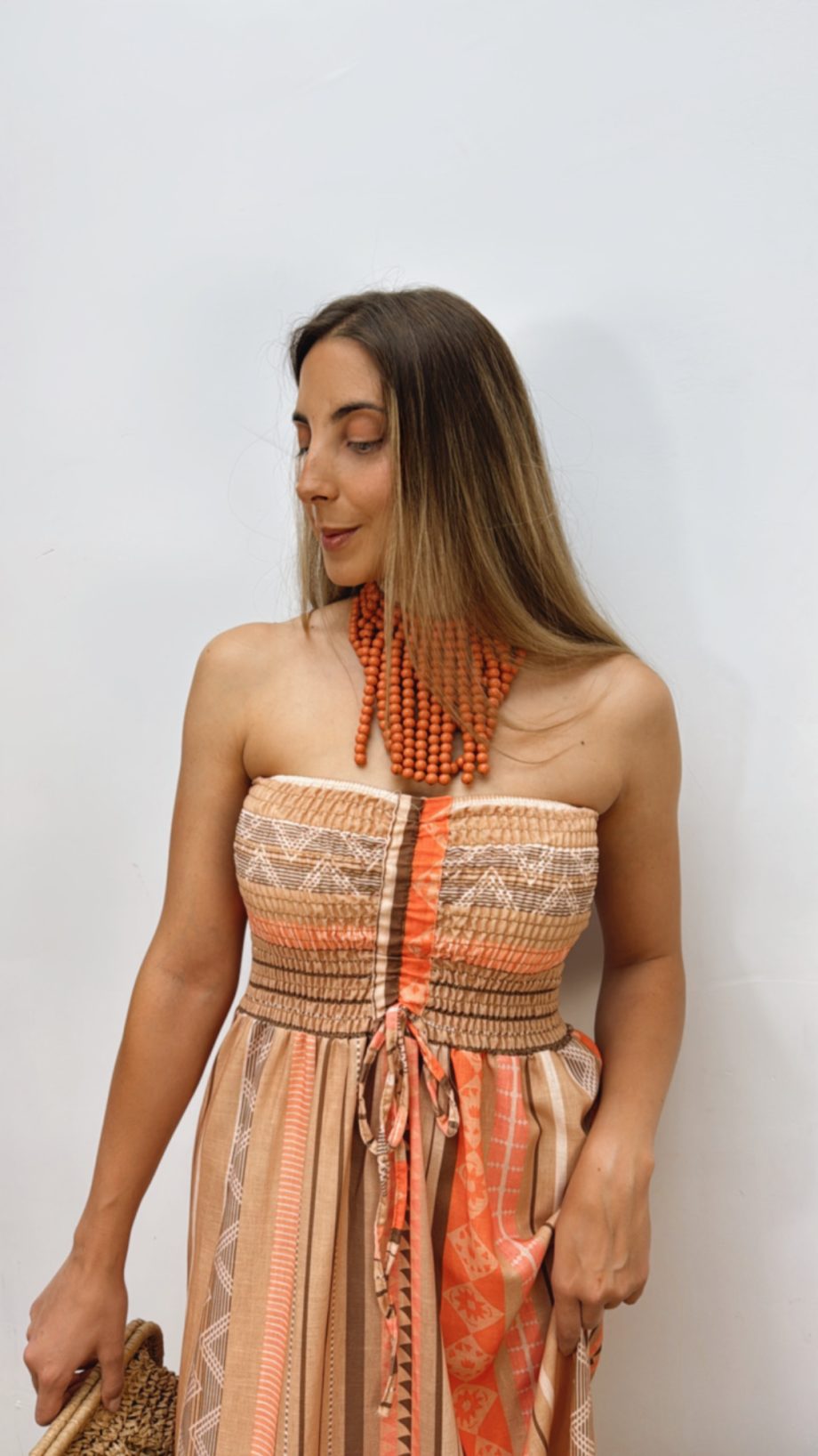 Vestido Palabra De Honor Naranja