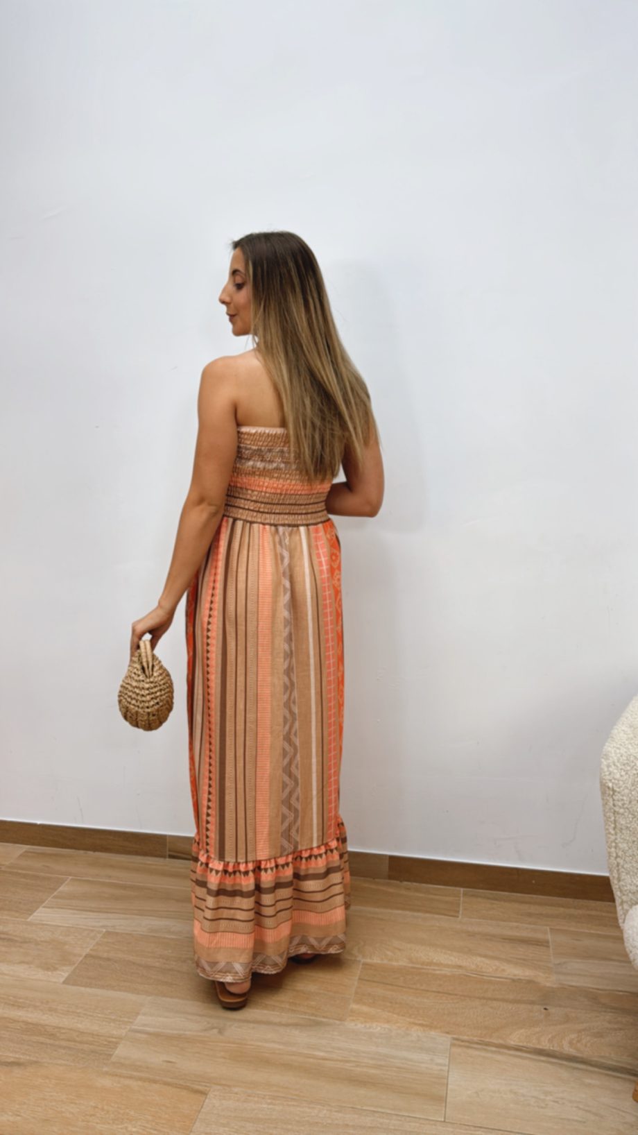 Vestido Palabra De Honor Naranja