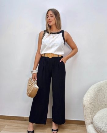 Pantalón Fluido Cinturón Negro