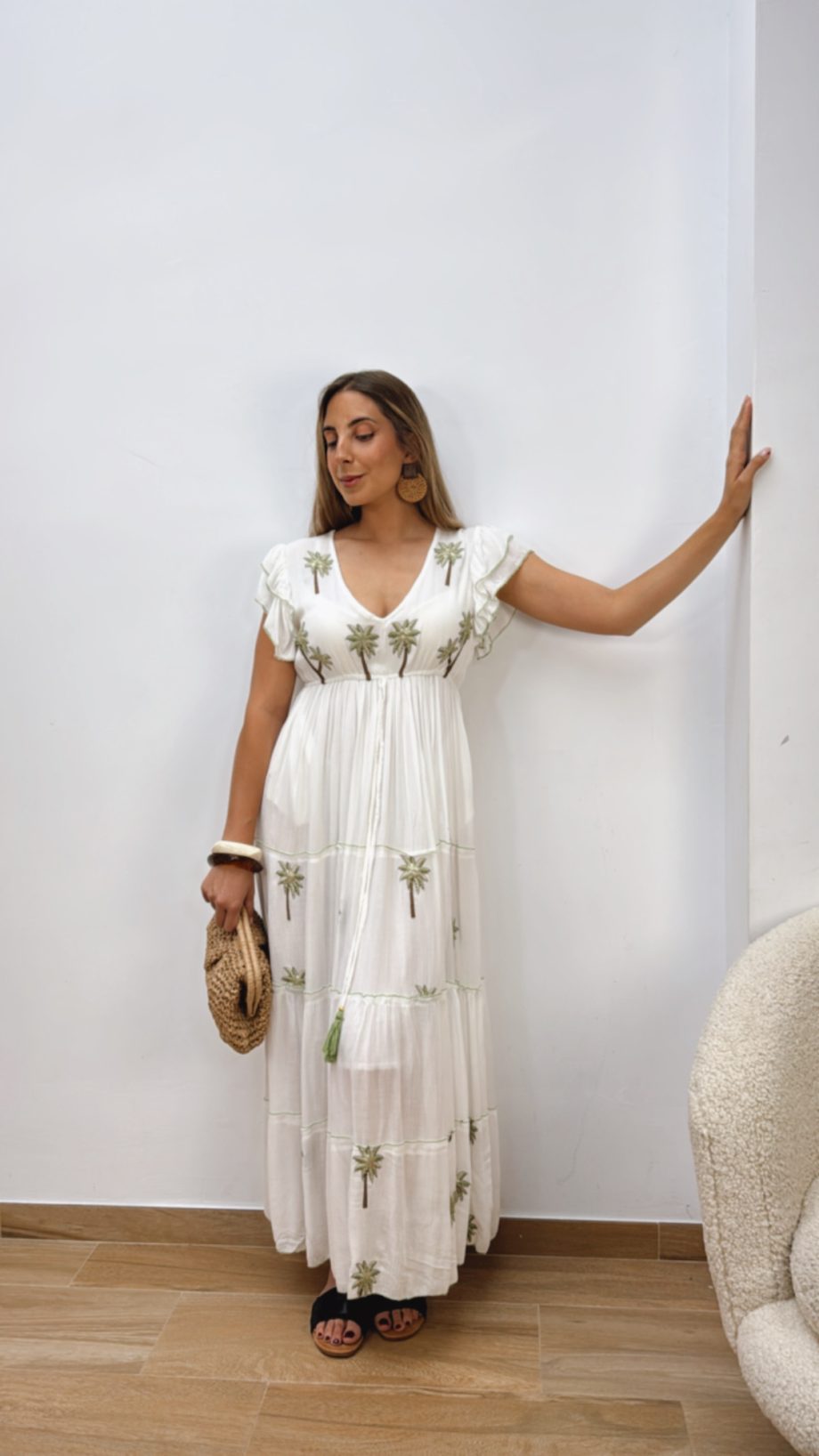 Vestido Bordado Palmeras